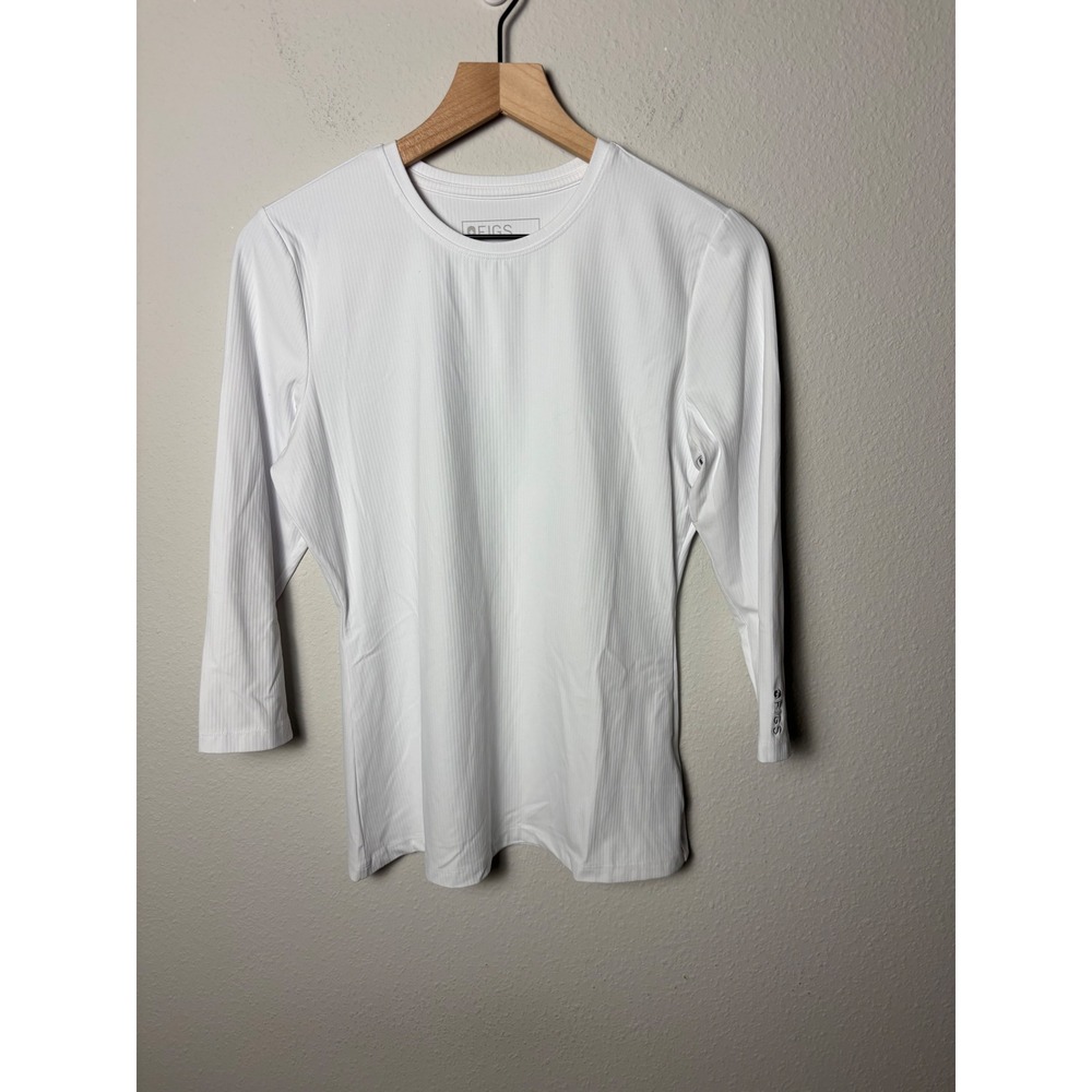 FIGS Palmer Ribbed 3/4 Sleeve Underscrub White Technical Collection Size M